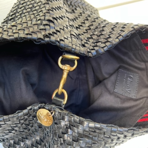 CLARE V PETIT BATOU BAG IN BLACK WOVEN LEATHER - Picture 3 of 4